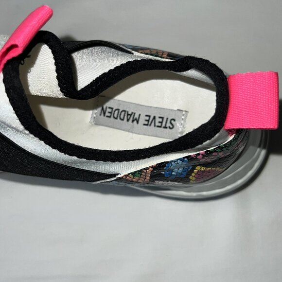 Steve Madden Cryme Multi color Snake skin Sneakers Black & Pink Size 8 - Picture 8 of 10